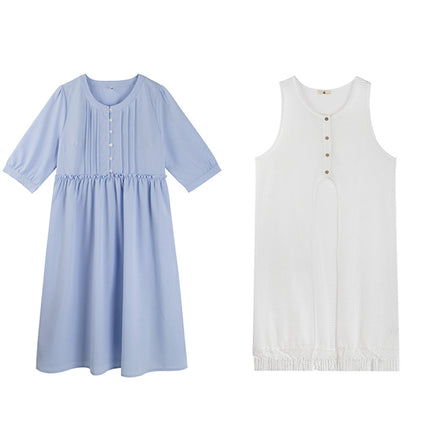 Two days 2025 spring new plus size women's tassel hollow blouse/solid color waist dress 8782AB