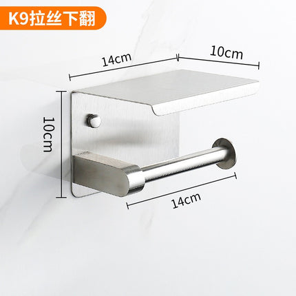 Stainless Steel Paper Towel Holder Without Punching Bathroom Toilet Paper Shelf Storage Rack Toilet Paper Towel Box Roll Paper Holder