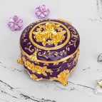 Jewelry box round rose gold purple