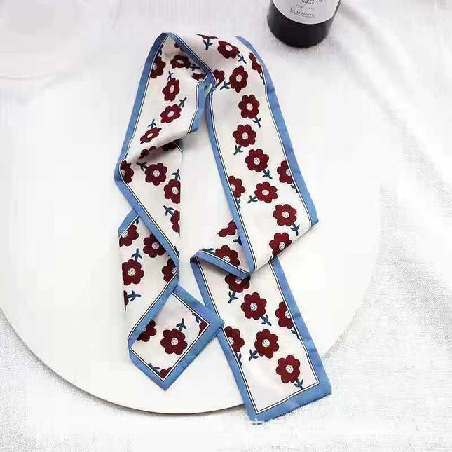 Internet Celebrity Silk Scarf Hair Band Retro French Style Women's Tie Hair Silk Printing Polka Dot Ethnic Style Korean ins Girls' Hair Ring