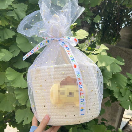 Cute Baby Souvenir, Cute Dog Cotton Thread Woven Bag, Hand-Held Cartoon Small Fresh Basket Bag, Hand-Held Women's Bag