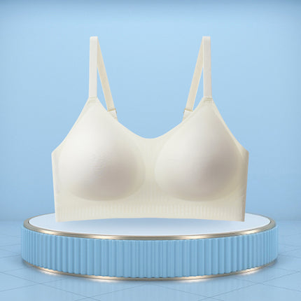Summer Thin Large-Breasted Special Wire-Free Latex Bra Top-Up Jelly Anti-Sagging Vest-Style Seamless Intimates for Women
