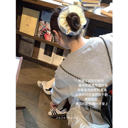 California Sunshine Hair Rings ~ Satin High-grade Feeling Intestines Hair Rope Women's French Style Hair Tie Headwear South Korea Double-layer Hair Rope
