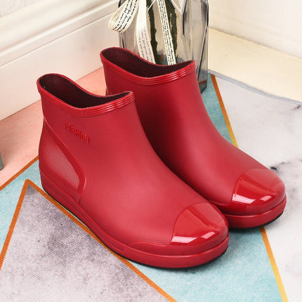 Fashionable women's rain boots low-top rain boots short non-slip fleece-lined water boots warm cover shoes comfortable wear-resistant youth comfortable