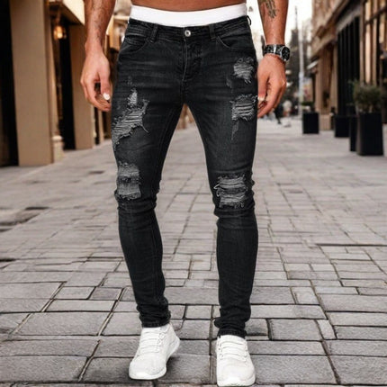Leggings Slim-fit AliExpress Trendy Foreign Trade Cowboy New wish European and American Leggings Men's Pants with Holes Cross-border Exclusive