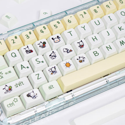 XDA Height Pacha Dog Theme Pattern Yellow Green Keycap Thermal Sublimation Mechanical Keyboard Cap Small Full Set PBT Keycap