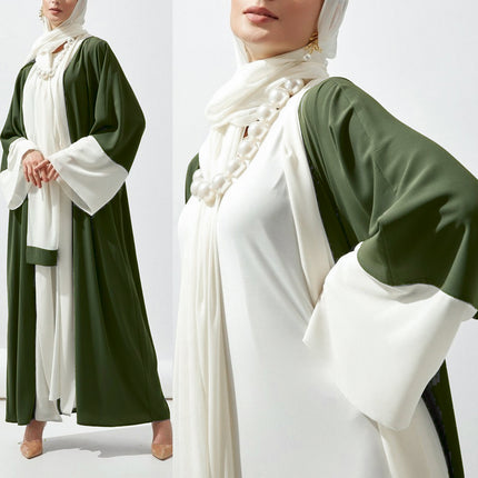 Mid-Length Dubai Clothing Sun-Protective Patchwork Cardigan Robe