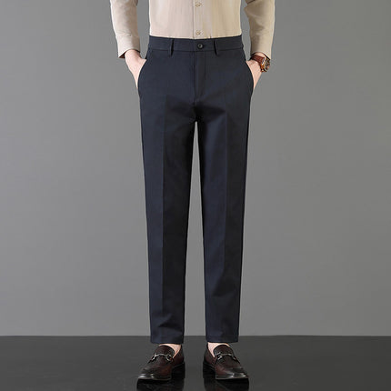 2025 Light Luxury Spring Men's Casual Small Trousers Stretch Business Straight Men's Cropped Pants