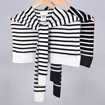 Korean Style New Striped Knitted Shawl for Women, Suitable for Spring and Autumn, Air-Conditioned Rooms, Office, Versatile and Fashionable Shoulder Scarf