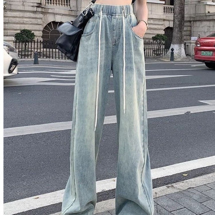 Fashion Suit # Slimming Trendy Two-Piece Sweatshirt with Casual Slimming Floor-Length Wide-Leg Pants Loose Pants