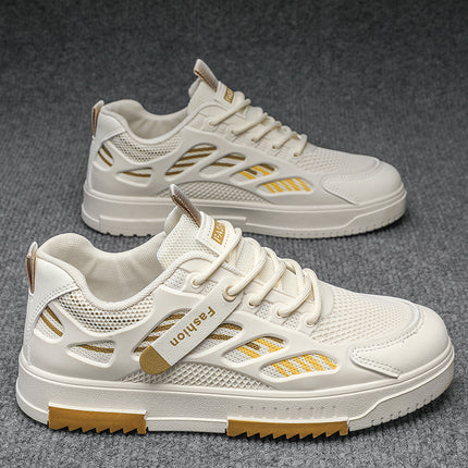 Men's Summer Mesh Breathable Versatile Casual Niche Canvas Sneakers Student Sports Height-Increasing White Trendy Shoes