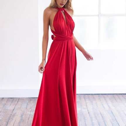 2023 new AliExpress European and American multi-wear sexy stunning multi-rope bandage red dress dress dress