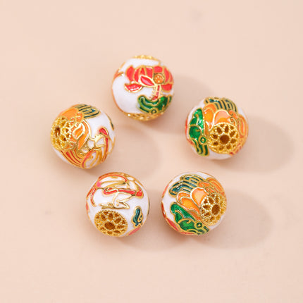 Cloisonné Oil-Dropping Cut Out Auspicious Cloud Lotus Bead Accessories Oil-Dropping Copper DIY Handmade Bracelet Necklace Jewelry Accessories