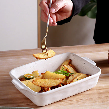 Cross-Border Scandinavian Style Kiln-Turned Baking Pan Amazon Square Steak Plate High-Value Tableware Available for Restaurants and Restaurants