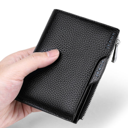 Emperor Paul Genuine Leather Wallet for Men, Short Card Holder, Vertical Style, Young Men's Wallet, Multifunctional Driver's License Leather Case