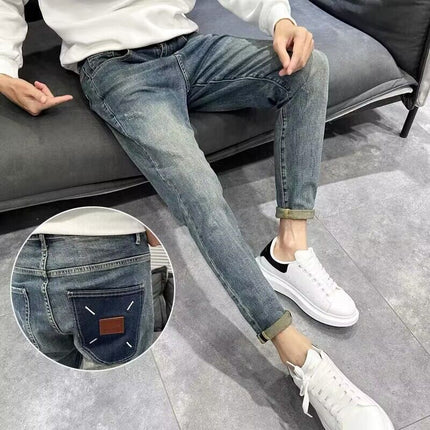 Autumn New High-End Trendy Stretch Skinny Jeans for Men, Fashionable Versatile Comfortable Straight Casual Long Pants