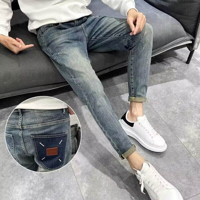 Autumn New High-End Trendy Stretch Skinny Jeans for Men, Fashionable Versatile Comfortable Straight Casual Long Pants
