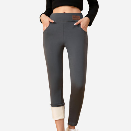 Daifa Foreign Trade Women's Winter Plus Lamb Velvet Pants Thickened High Waist Slimming Pencil Pants Leggings Outer Wear