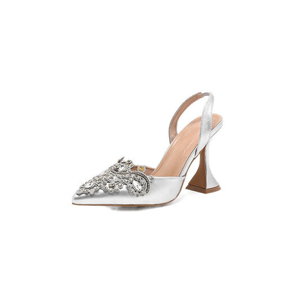 2025 spring new fashion sexy pointed rhinestone wine glass with arrow women sandals