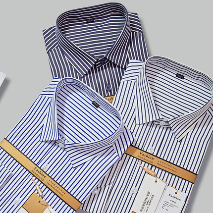 Striped Shirt Short-sleeved Slim-fit Professional Workwear for Men and Women Sales Work Clothes Business Shirt suit Custom Embroidered LOGO