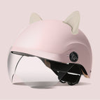 One size fits all / Summer helmet frosted powder + summer helmet transparent mirror + accessories (rabbit ears white)