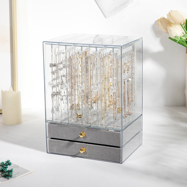 Transparent Earring Storage Box, Acrylic Jewelry Necklace Box, Earrings, Jewelry Dust-Proof Display Box, Hanger Ready for Sale