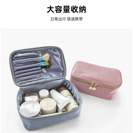 Cross-border fashion flannel cosmetic case large capacity high sense multi-functional convenient portable cosmetic case a batch