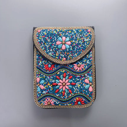 Bohemian Women's Mobile Phone Bag Xinjiang Inner Mongolia Yunnan Tourist Souvenirs Retro Heavy Industry Rice Bead Shoulder Bag