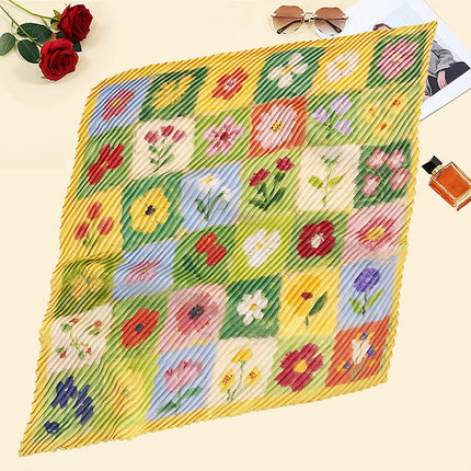 New wrinkled small square scarf female Korean imitation silk printed wrinkled small scarf Joker scarf decorative scarf wholesale