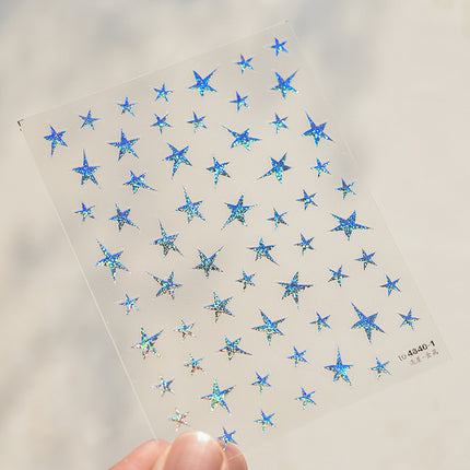Red Gold Five-Pointed Star Nail Art Stickers New Embossed 5D Popular Ins Flash Meteor Nail Stickers Decorative Products