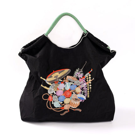 New Canvas Bag Embroidered Shopping Bag Tote Bag Large Capacity Bag Women's Handbag Crossbody Bag