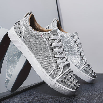 Men's Shoes for Spring and Summer Niche Light Luxury Soft Bottom Slab Shoes Trendy Men's High Beauty Value Fashion Low-top Round-toe Sports Trendy Shoes