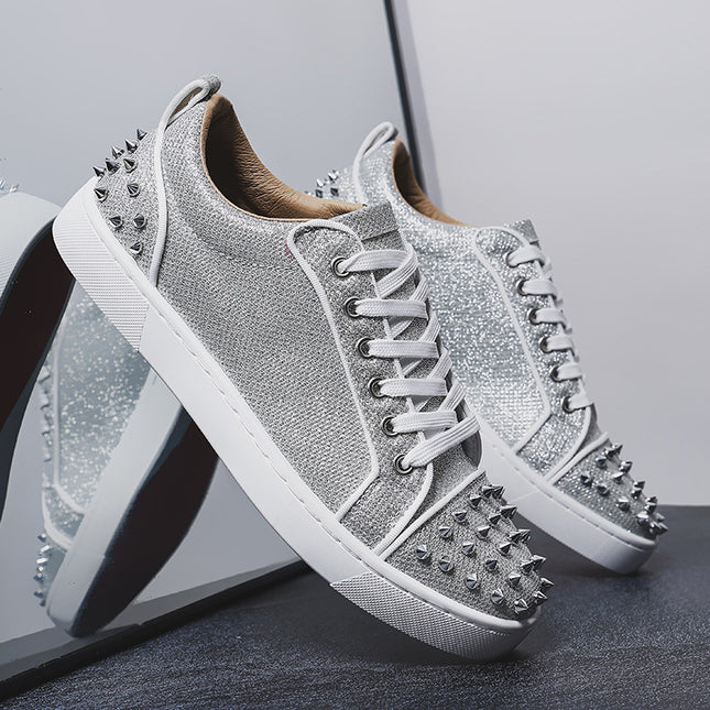 Men's Shoes for Spring and Summer Niche Light Luxury Soft Bottom Slab Shoes Trendy Men's High Beauty Value Fashion Low-top Round-toe Sports Trendy Shoes