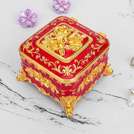 European Style Retro Light Luxury Princess Jewelry Box Metal Jewelry Box Exquisite Enamel Color Necklace Jewelry High-end Storage Box