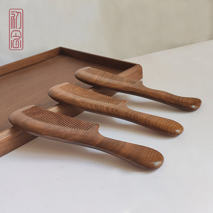 Sandalwood Comb for Meridian Scalp Massage, Anti-Static Hair Comb for Women, Medium-Tooth Volumizing Comb, Meridian Comb Gift Box