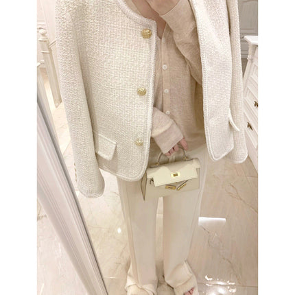 White knitted wide-leg pants for women autumn and winter slimming straight draping slightly flared loose lazy mop long pants trendy