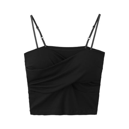 White summer small camisole women's outer wear design sense niche inner wear with chest pad tube top underwear bottoming top