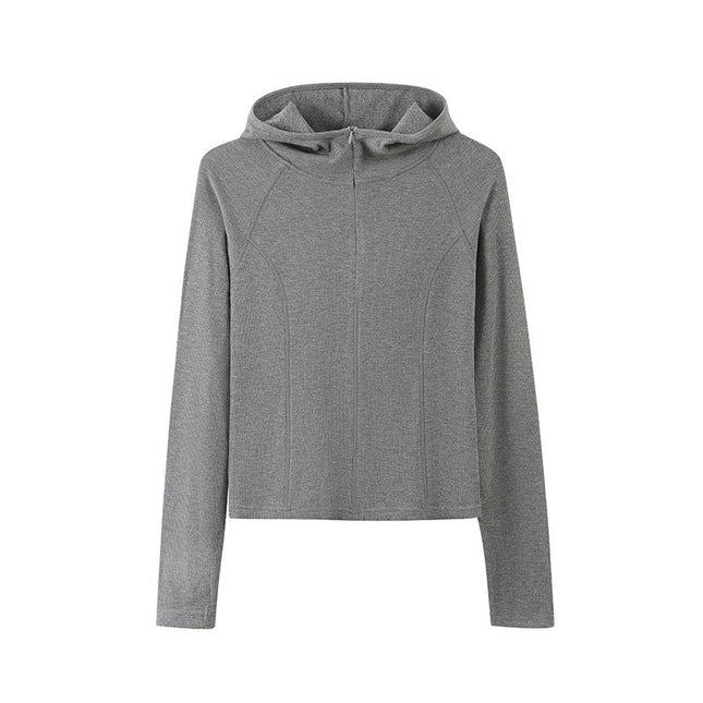 Spring Women's Jacket Figure Long Sleeve Zipper Hooded Elastic Slim-Fit Sweatshirt Sports New Fitness Yoga Clothes