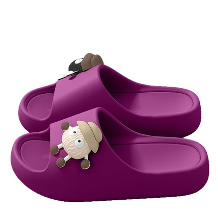 Women's Thick-Soled Summer Slippers for Indoor and Home Use, Silent and Poop-Feeling, Bathroom Bathing, Deodorant Outer Wear, Couple's Men's Slippers