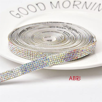 Cross-Border Rhinestone Stickers Self-Adhesive Diamond Strips DIY Clothing Shoes and Hats Rhinestone Strips Decorative with Diamond Stickers Rhinestones with Adhesive Backing Diamond Sheets