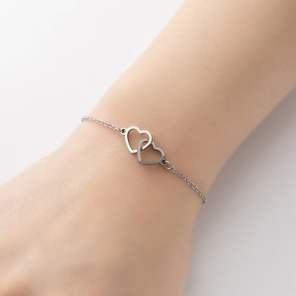 Simple Mini Love Bracelet Women's Fashionable All-match Ins Korean Style Stainless Steel Niche Design Peach Heart Bracelet