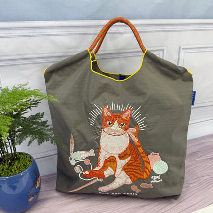 ball chain Japanese high quality eco-friendly shopping bag embroidered hand canvas bag nylon shopping bag
