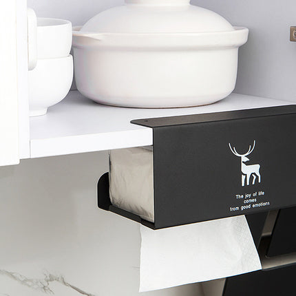 Kitchen Tissue Holder Wholesale Punch-free Cabinet Creative Carbon Steel Paper Box Hanging Household Paper Hanging Paper Storage Rack