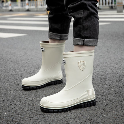 Men's Fashionable All-match Mid-barrel Japanese Rain Boots Outer Wear Thick Bottom Wear-resistant Kitchen Fishing Anti-slip Waterproof