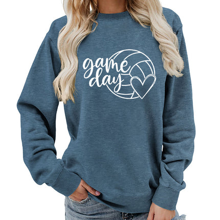 Cross-border supply of foreign trade in Europe and the United States game day printed round neck women's jacket sweater coat European size plus size
