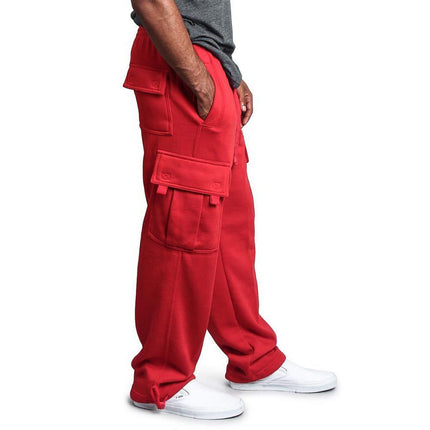 Cross-Border Export European and American New Men's Multi-Flap Pocket Pants Cargo Pants Autumn and Winter Brushed Casual Leggings Pants for Men