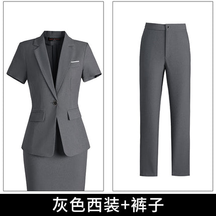 [Autumn Wear] Professional suit Female Temperament Workwear Goddess Fan Hotel Manager Short-sleeved Suit Summer Work Clothes