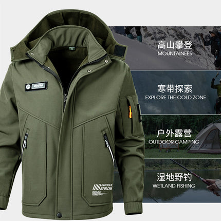 Outdoor Velvet Suit, Sports Cycling Soft Shell Training Suit, Waterproof and Windproof Casual Sports Warm Work Clothes