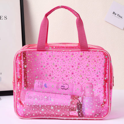 New Pvc Toiletry Makeup Brush Travel Zipper Tote Bag Cosmetic Small Star Makeup Bag Convenient and Large Capacity