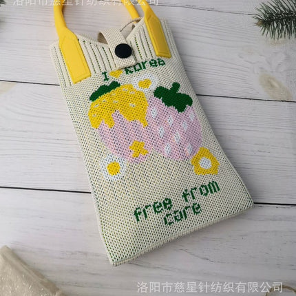 Girl's Heart-Shaped Knitted Crossbody Bag
